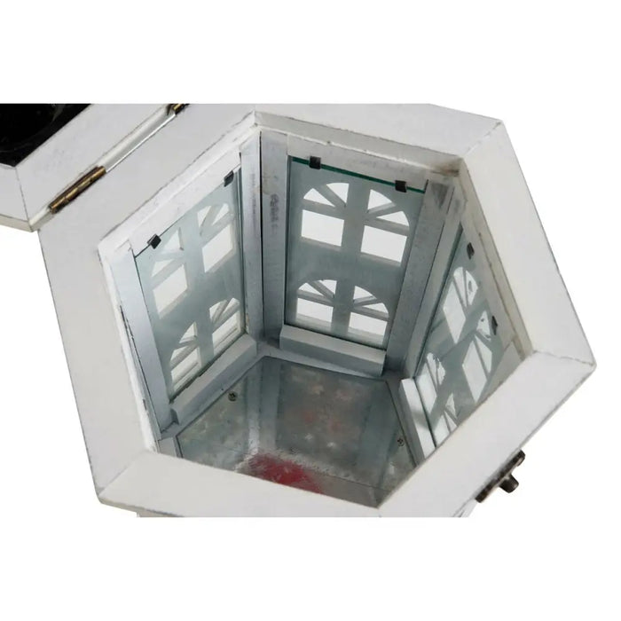 Latern DKD Home Decor Завършек със състаряващо покритие Бял
