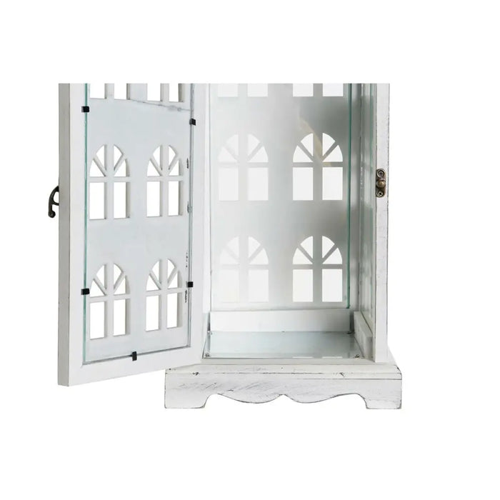 Latern DKD Home Decor Завършек със състаряващо покритие Бял