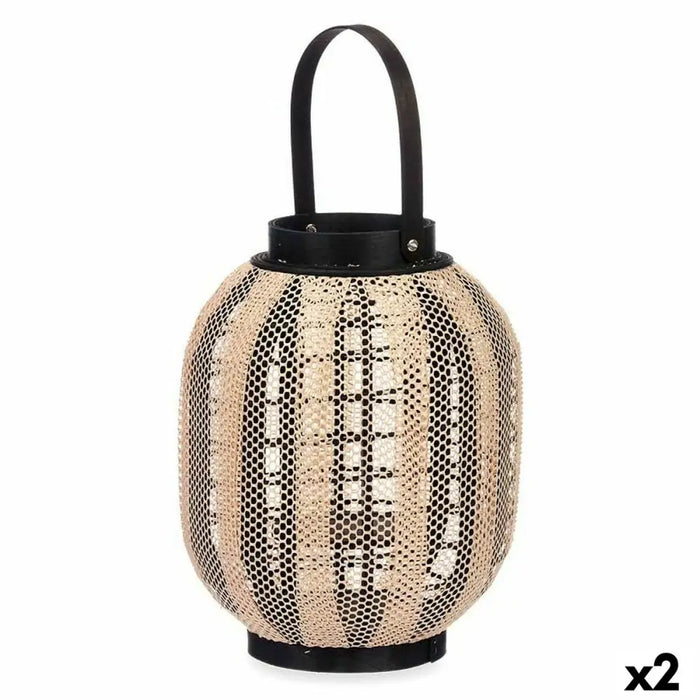 Latern Gift Decor D23026S D23026S Черен Бежов Дървен Плат