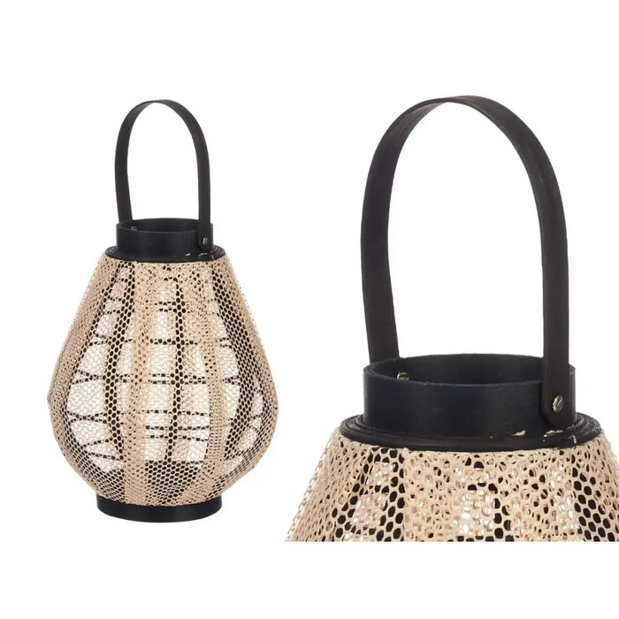 Latern Gift Decor D23028S D23028S Черен Бежов Дървен Плат