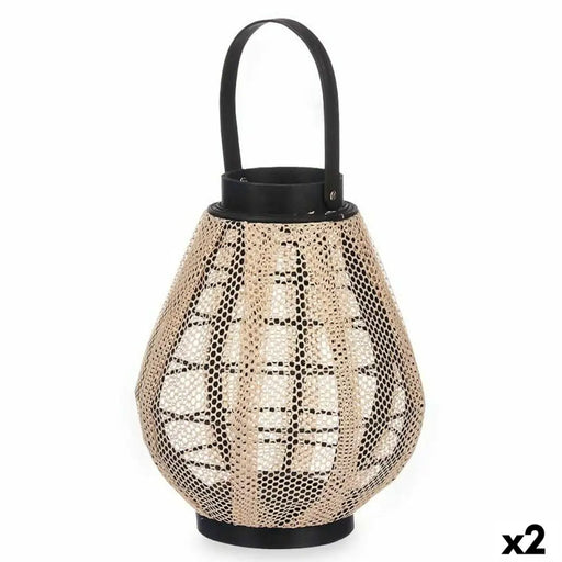 Latern Gift Decor D23028S D23028S Черен Бежов Дървен Плат