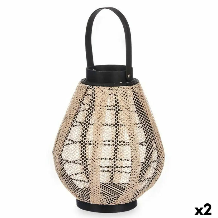 Latern Gift Decor D23028S D23028S Черен Бежов Дървен Плат