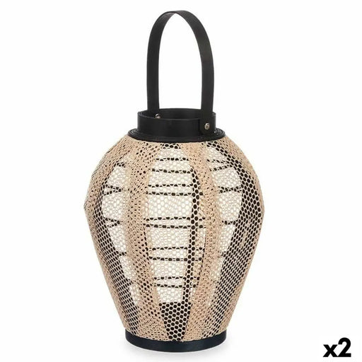 Latern Gift Decor D23029S D23029S Черен Бежов Дървен Плат