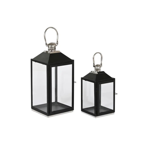 Latern Home ESPRIT Черен Сребрист Кристал Стомана 18 x 18 x
