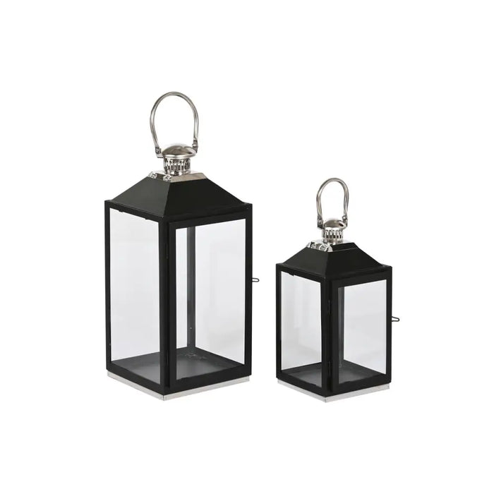 Latern Home ESPRIT Черен Сребрист Кристал Стомана 18 x 18 x