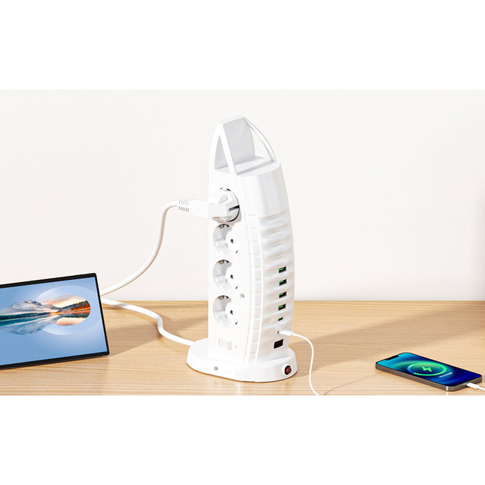 РАЗКЛОНИТЕЛ 8 ГНЕЗДА С 4 USB-A И 2 USB-C БЯЛ LAVAR DUBAl DB820