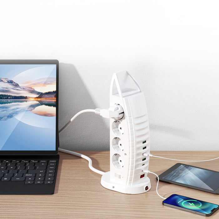 РАЗКЛОНИТЕЛ 8 ГНЕЗДА С 4 USB-A И 2 USB-C БЯЛ LAVAR DUBAl DB820