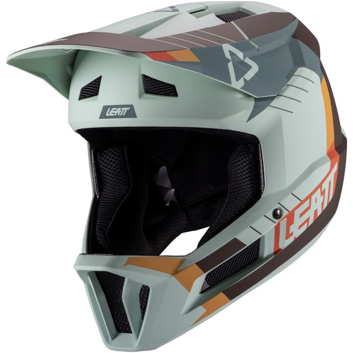 Велосипедна каска LEATT MTB Gravity 2.0 V25 с пълно лице, размер M, цвят ментов