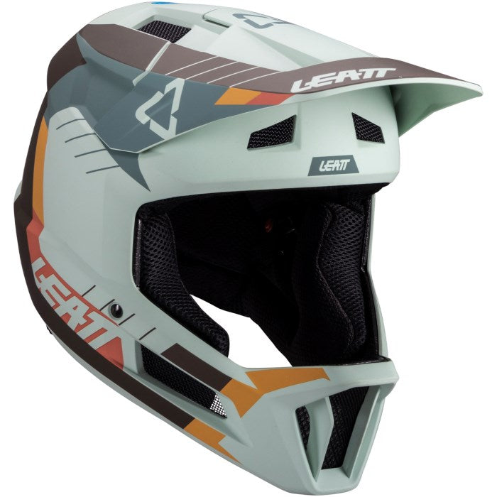 Велосипедна каска LEATT MTB Gravity 2.0 V25 с пълно лице, размер M, цвят ментов