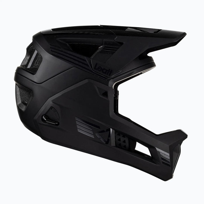 Велосипедна каска LEATT MTB Enduro 4.0 V23 с подвижна предпазна дръжка за брадичката, размер L, черна