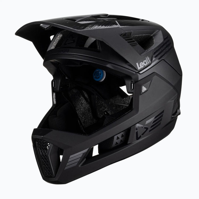 Велосипедна каска LEATT MTB Enduro 4.0 V23 с подвижна предпазна дръжка за брадичката, размер M, черна