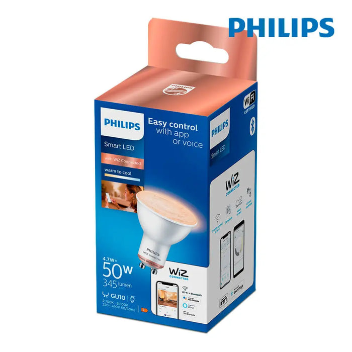 LED двуцветна крушка за лампа Philips Wiz Бял F 4,7 W GU10