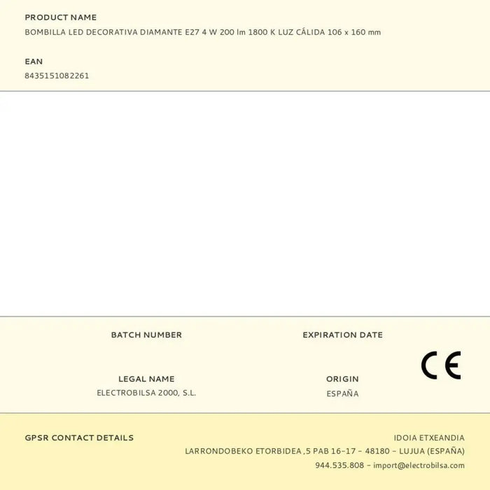 LED крушка Fbright Кехлибар 4 W E27 200 Lm Декоративна