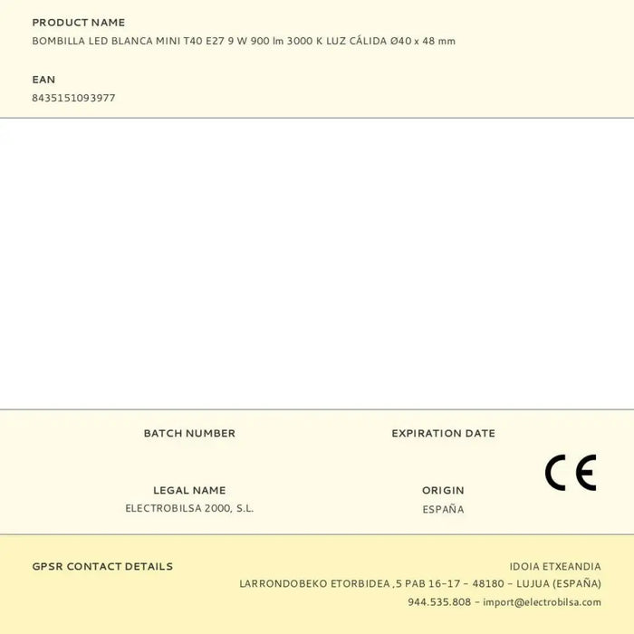 LED крушка Fbright mini t40 F E27 900 Lm Ø 4 x 4,8 cm Бял