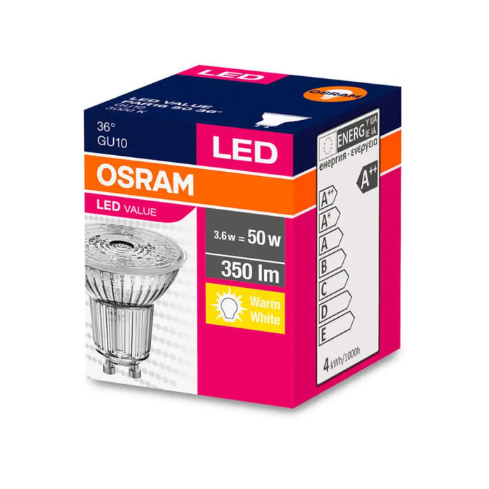 LED КРУШКА OSRAM GU10 3.6W 3000K 350LM