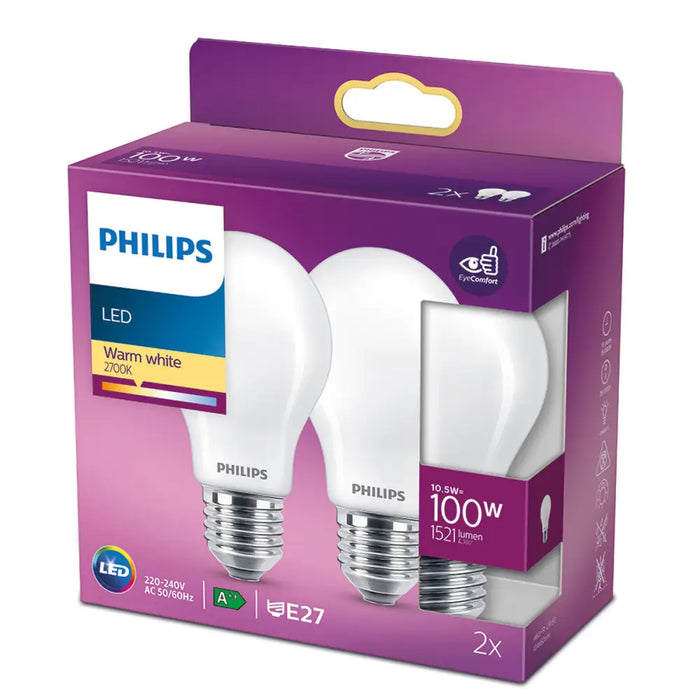 LED крушка Philips 100 W Бял D A++ E27 2 броя (2700 K)