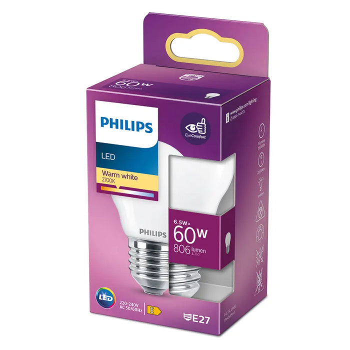 LED крушка Philips E 6,5 W 60 W E27 806 lm 4,5 x 7,8 cm
