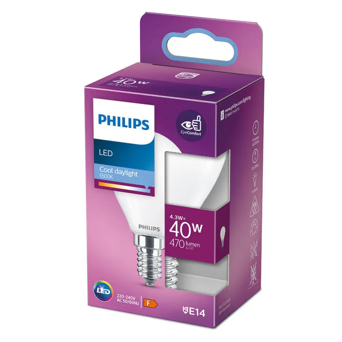 LED крушка Philips F 4,3 W E14 470 lm 4,5 x 8,2 cm (6500 K)