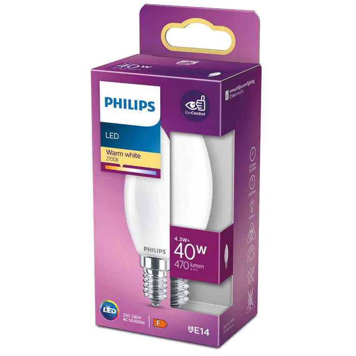 LED крушка Philips Свещ F 4,3 W E14 470 lm 3,5 x 9,7 cm