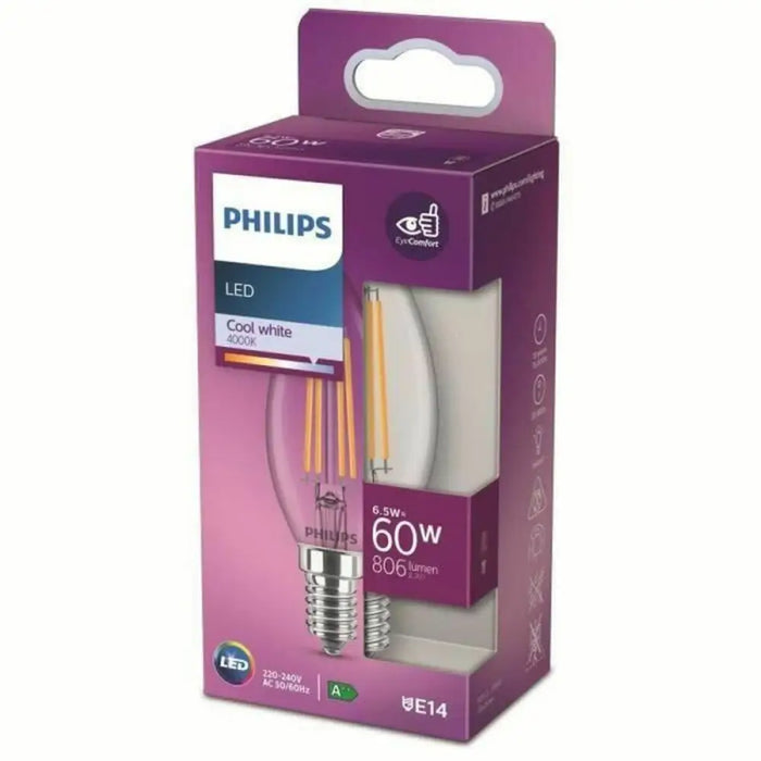 LED крушка за лампа тип свещ Philips Студено Бяло E14