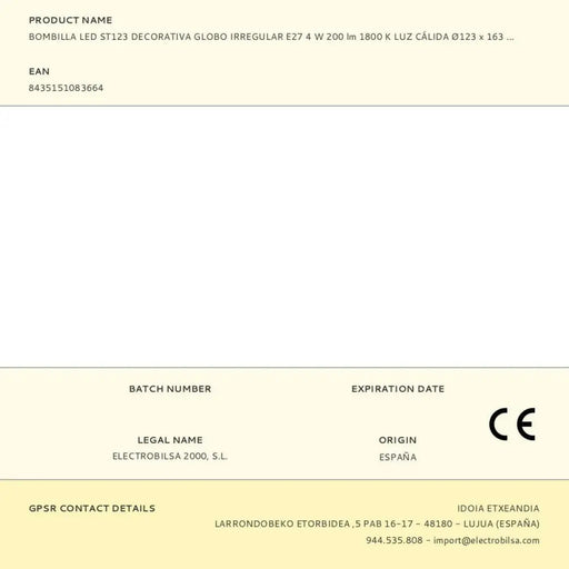 LED крушка Fbright st123 Кехлибар 4 W E27 200 Lm