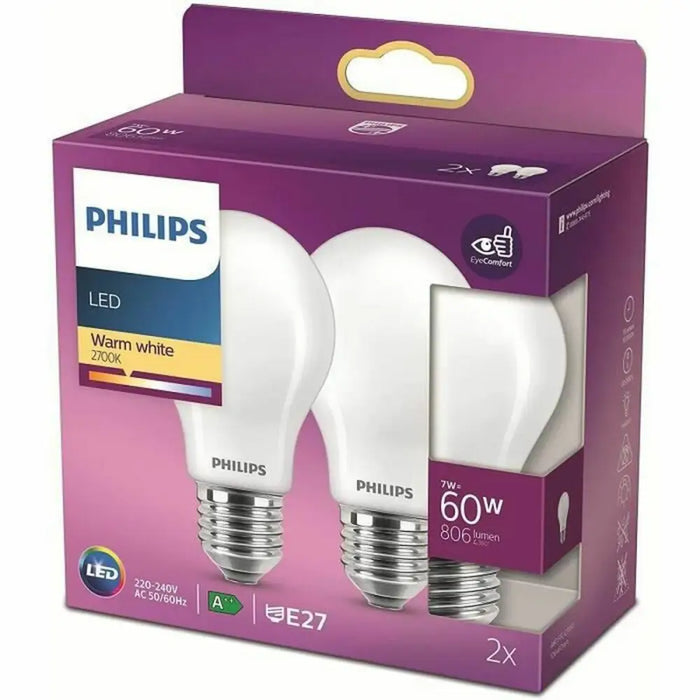LED крушка Philips Classic Standard 60 W Бял E E27 (2700 K)