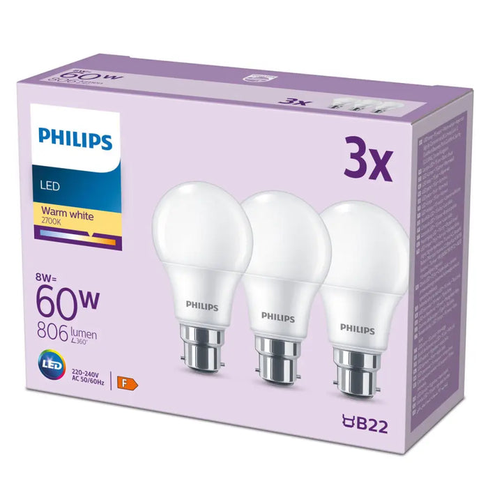 LED крушка Philips 60 W матов Топло Бяло F 8 W 60 W B22 3