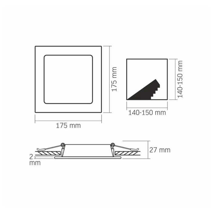 LED ЛАМПА VLE-DLBS-124 DOWNLIGHT SQ 12W/4K/WH VIDEX