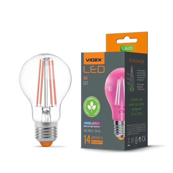 LED ЛАМПА VLE-A60FF-08271 PLANT GROW 8W E27 VIDEX