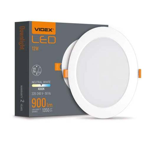 LED ЛАМПА VLE-DLBR-124 DOWNLIGHT RD 12W/4K/WH VIDEX