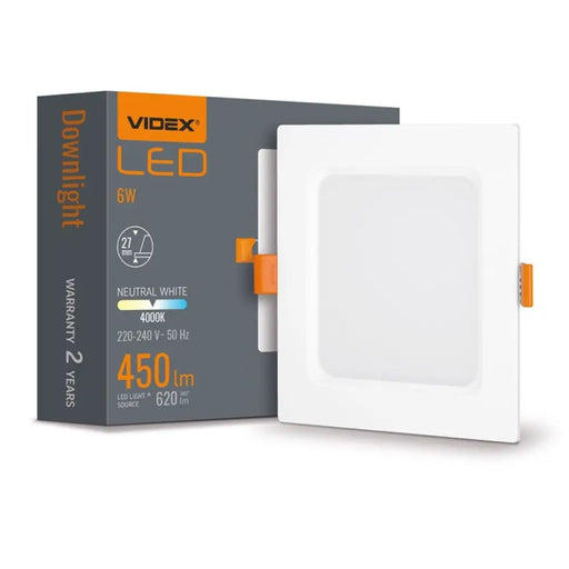 LED ЛАМПА VLE-DLBS-064 DOWNLIGHT SQ 6W/4K/WH VIDEX