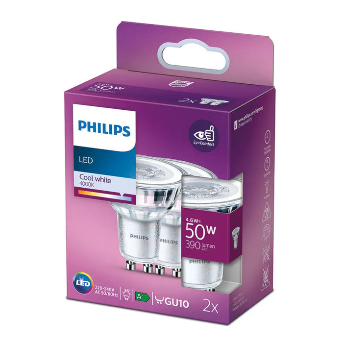 LED лампа Philips 4,6 W GU10 390 lm F A++ (4000K) (4000 K)