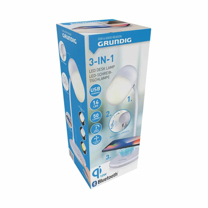 LED лампа с Колона и Безжично Зарядно Grundig Бял 10 W 50