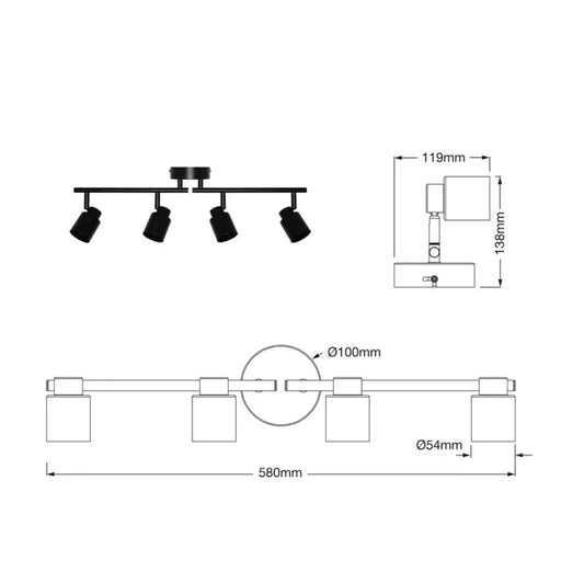 LED ЛАМПА SPOT PRIMAL BLACK 4XGU10 BLACK LEDVANCE