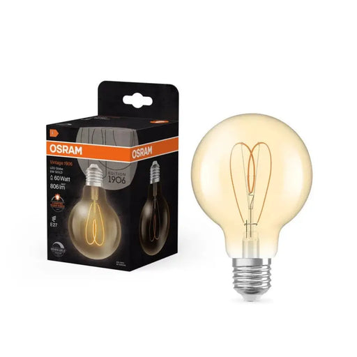 LED ЛАМПА VINTAGE 1906 CLA60 G80 GOLD HEART FIL DIM 8W E27