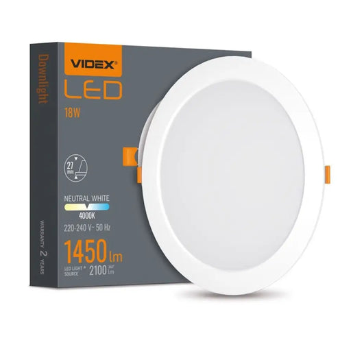 LED ЛАМПА VLE-DLBR-184 DOWNLIGHT RD 18W/4K/WH VIDEX