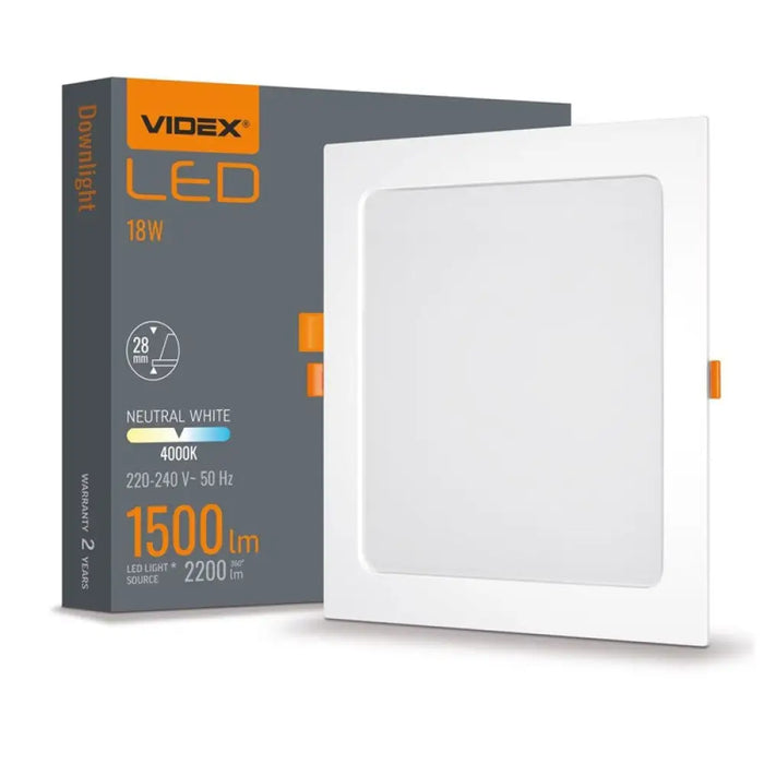 LED LAMPA VLE-DLBS-184 DOWNLIGHT SQ 18W/4K/WH VIDEX