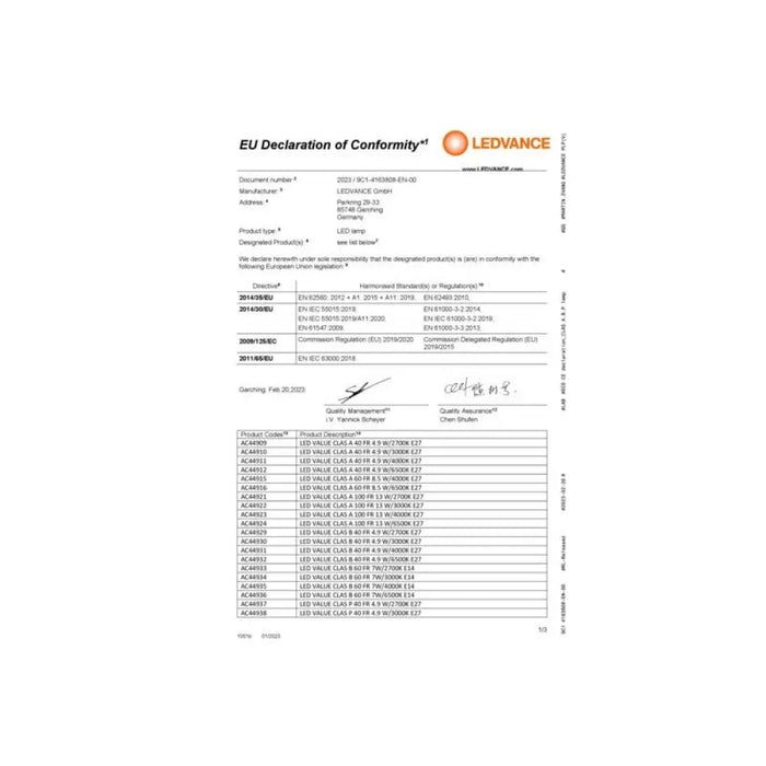 LED ЛАМПА VALUE CLB60 806lm/865 E14 LEDVANCE