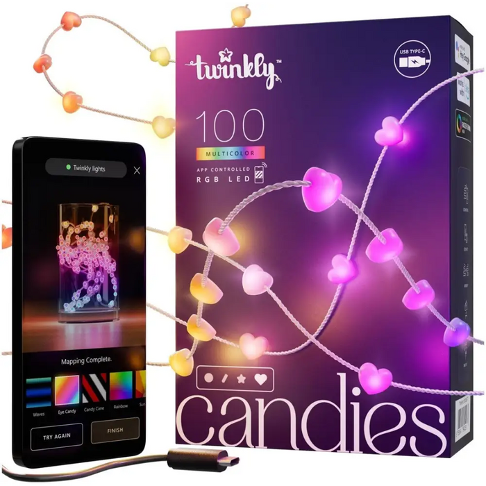 LED лампички за елха Twinkly Candies TWKH100RGB-T 6м