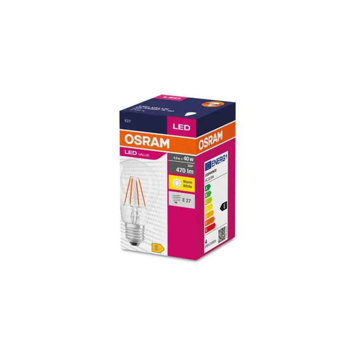 LED ЛАМПА VALUE FILAMENT CLA40 470lm/827 E27 LEDVANCE