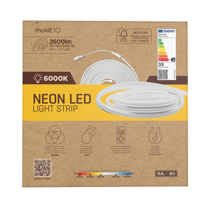 LED ленти muvit iO iO Студено Бяло Прозрачен 5 m неон