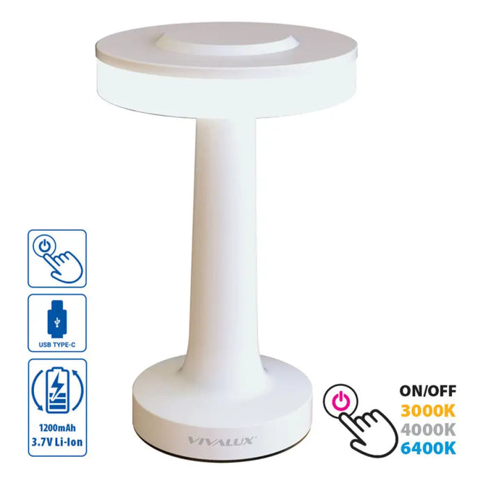 LED НАСТОЛНА ЛАМПА 2W 3000-6400K 100LM БЯЛА VIVALUX JULIE