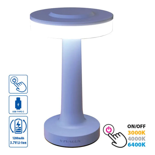 LED НАСТОЛНА ЛАМПА 2W 3000-6400K 100LM СИНЯ VIVALUX JULIE