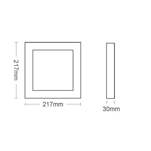 LED ПАНЕЛ КВАДРАТ 18W 4000K 1980LM 217X217ММ ВЪНШЕН VITO