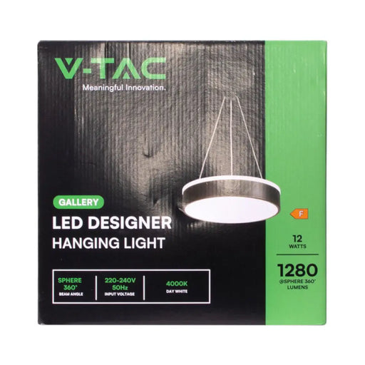 LED ПЕНДЕЛ 12W 4000K 1280LM ЧЕРЕН V-TAC
