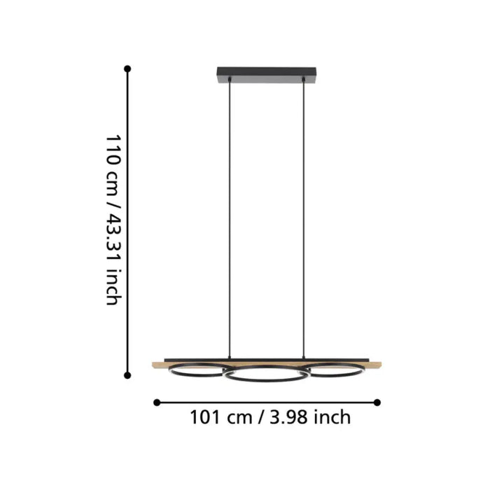 LED ПЕНДЕЛ 2X12W 3000K ЧЕРЕН EGLO BOYAL