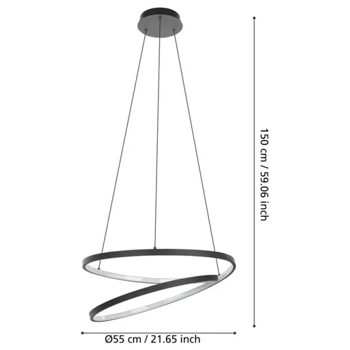 LED ПЕНДЕЛ 37W 3000K 4800LM ЧЕРЕН EGLO RUOTALE