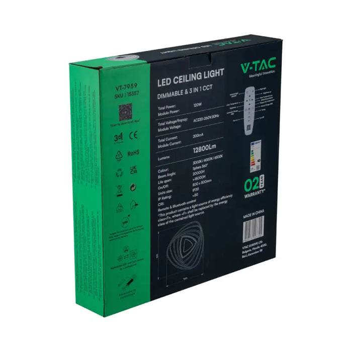 LED ПЛАФОН 120W 3000-6500K Ф50 ДИМИРУЕМ V-TAC