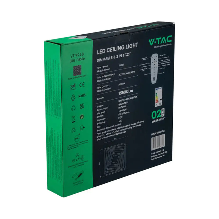 LED ПЛАФОН 150W 3000-6500K 50CM ДИМИРУЕМ V-TAC