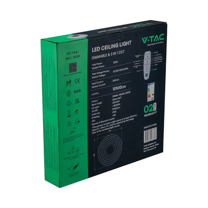 LED ПЛАФОН 125W 3000-6500K Ф50 ДИМИРУЕМ V-TAC